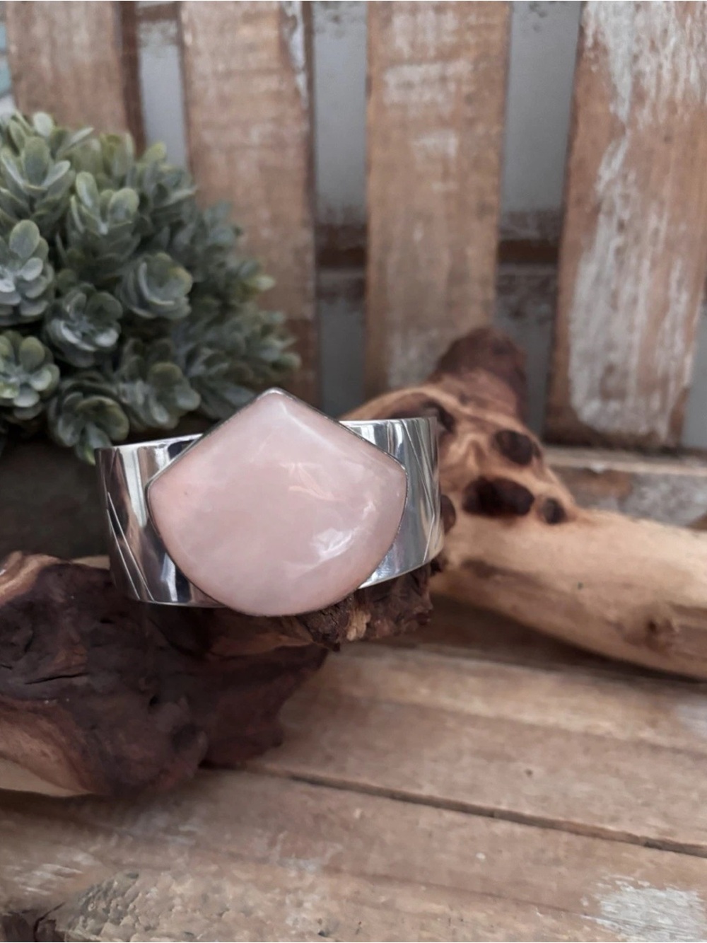 Vtg. Jay King RARE DTR  Rose Quartz Sterling Silver .925 Cuff Bracelet NEW!